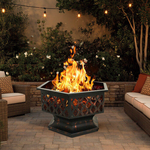 Garden Outdoor Fire Bowl Fire Pit BBQ Brazier with Mesh Best 1