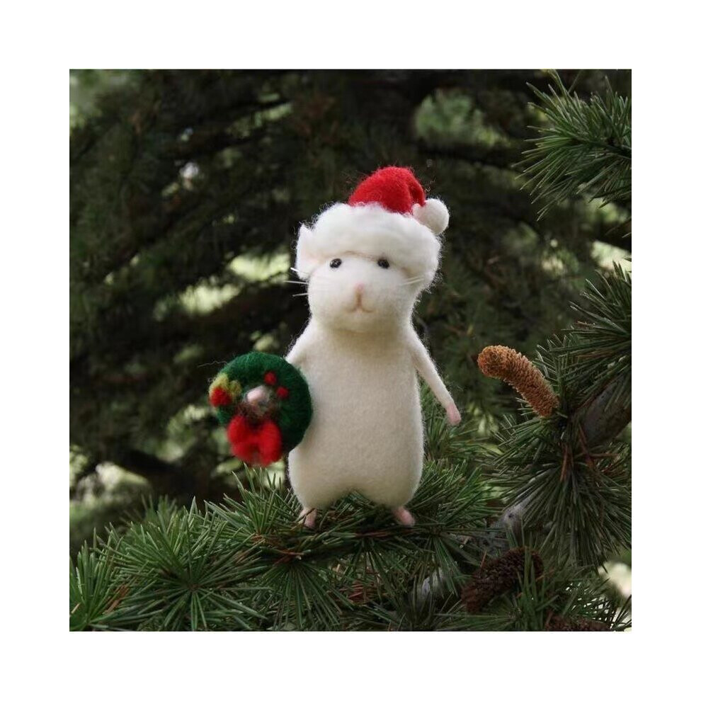 (Christmas Hat Mouse) Halloween Mouse with A Pumpkin, Christmas Mouse with A Gift, Halloween Christmas Themed Home Decor Felt Critter-image-OPC-P9VJQ9B-NEW