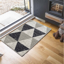 (Rectangle 50x80 cm, TRIANGLE-GREY) Non Slip Geometrical Design Entrance Door Mats