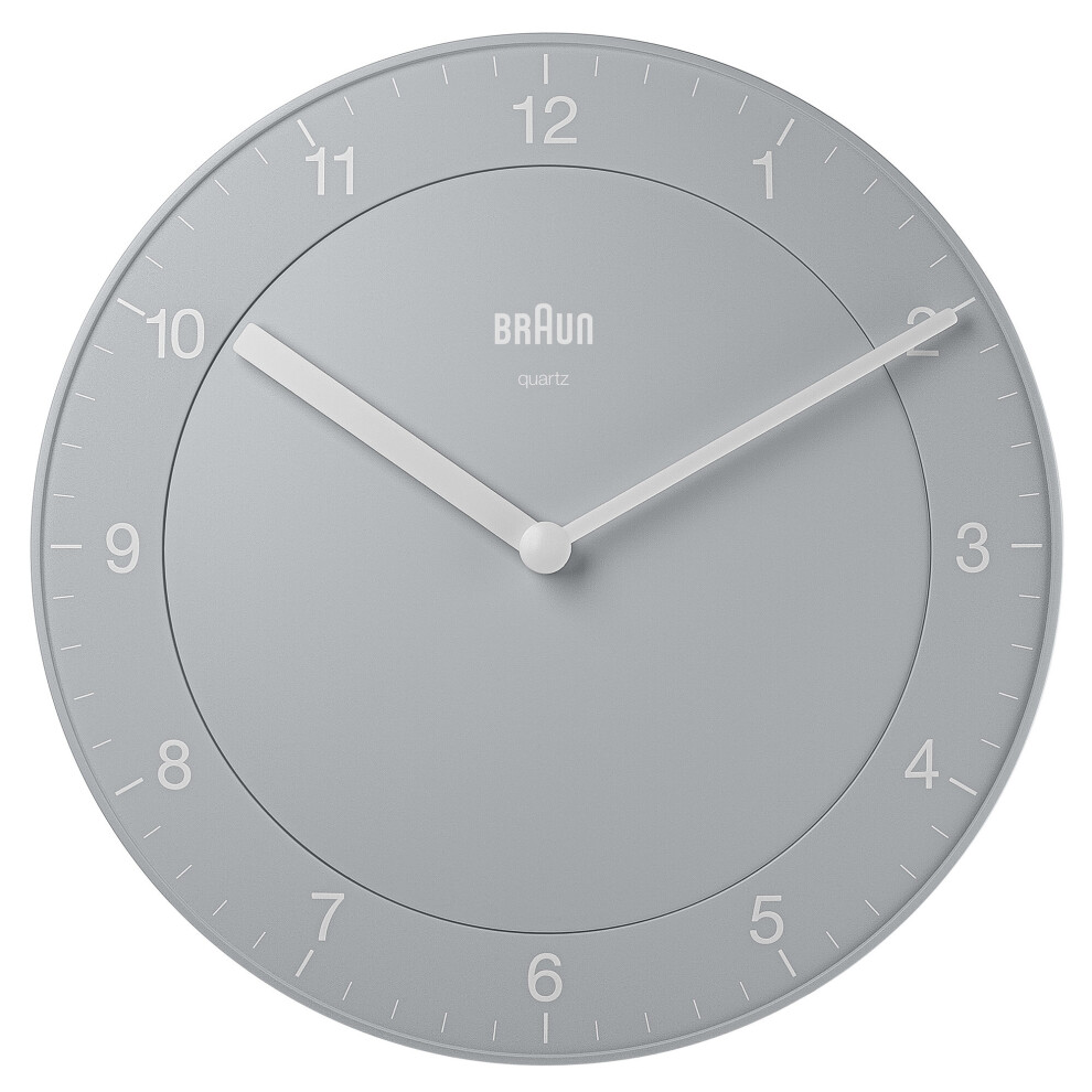 Braun Classic Analogue Wall Clock, 20cm Diameter, Grey, model BC06G.