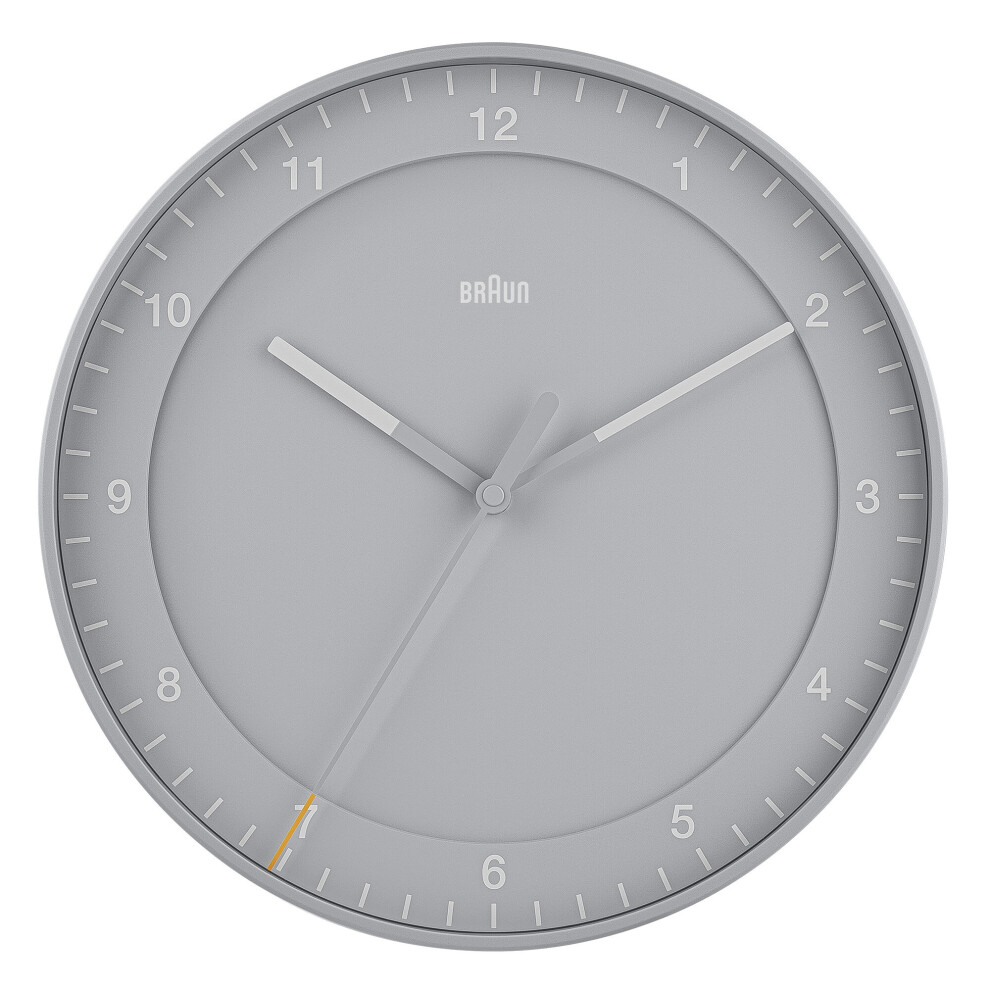 Braun Classic Large Analogue Wall Clock, 30cm Diameter, Grey, BC17G.