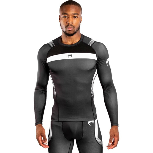(Medium) Venum No Gi Grappling Black/White Compression Rash Guard