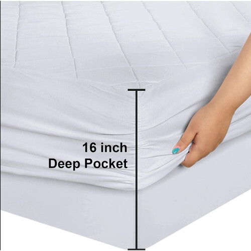 (Pillow Pair) Extra Deep Quilted Mattress Protector Fitted Bed Cover 2