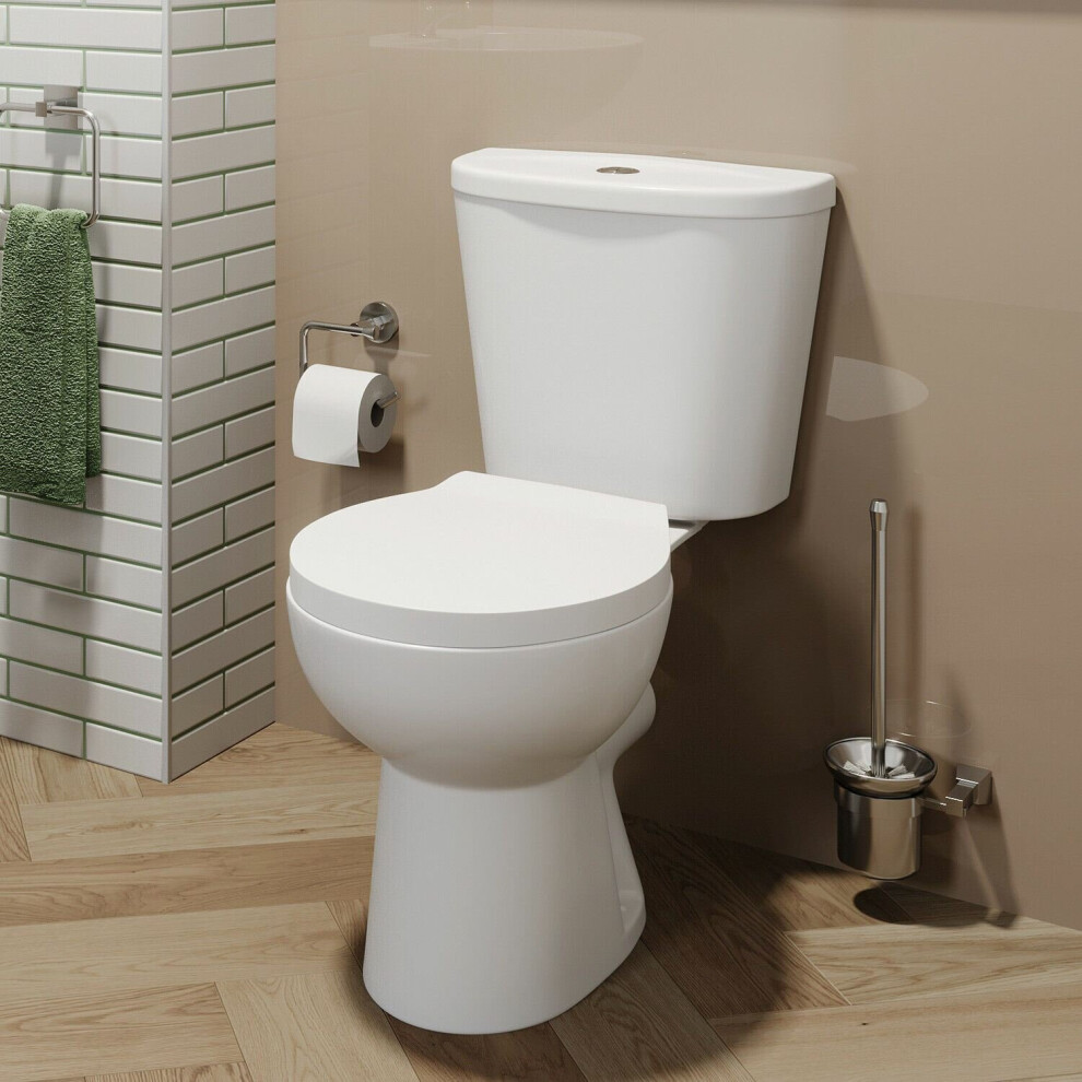 Close Coupled Toilet Ceramic Toilet WC Bathroom Pan Cistern & Soft Close Seat