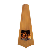 Corner Access Pyramid Chiminea, Wood Burner, Heater for Outdoors/Gardens/Patio, W45cm x H150cm - Corten Steel - DG106