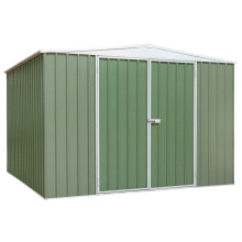 Galvanised Steel Metal Garden/Outdoor/Storage Shed, 10FT x 10FT, Apex Style Roof - Green - DG116