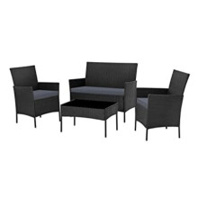 EVRE Madrid Rattan 4pc Garden Furniture Set (Nero)