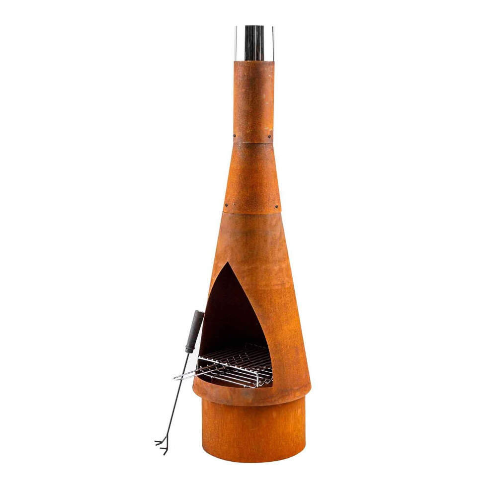 Conical Chiminea, Fireplace, Fire Pit, Heater, H127cm - Corten Steel - DG110