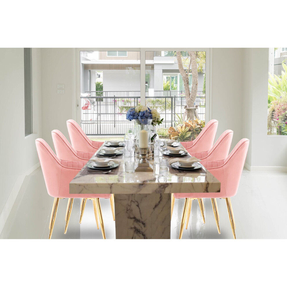 (Pink, Set of 2 Chairs) Velvet Dining Room Chairs Soft Padded Home Chairs