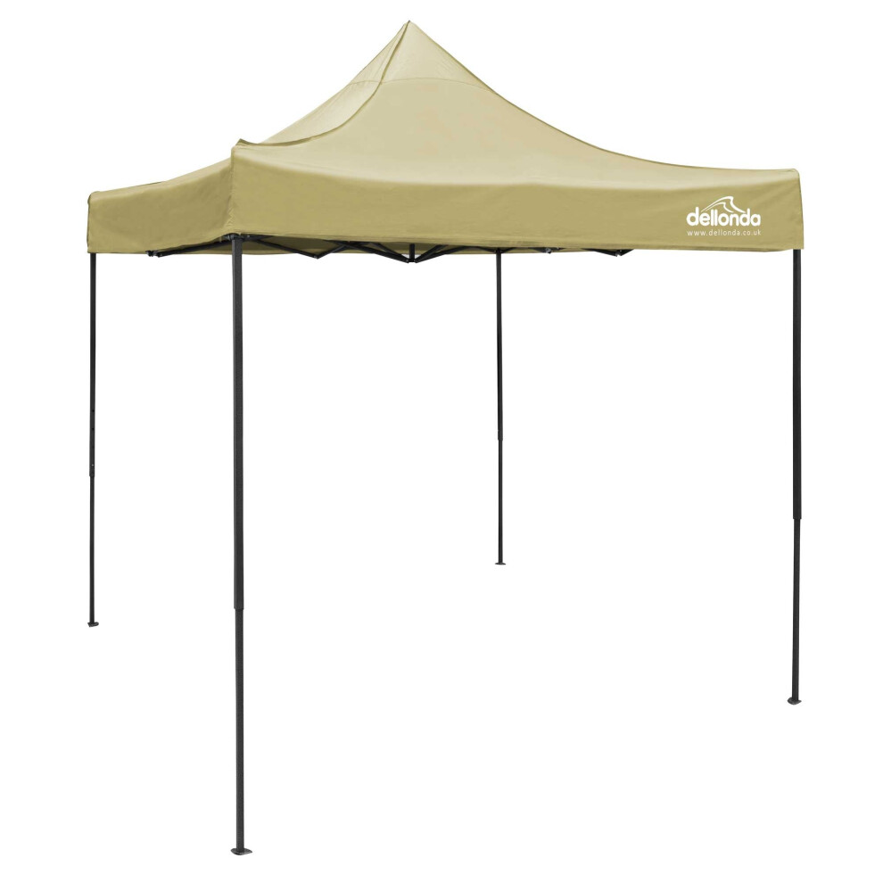 Premium 2x2m Pop-Up Gazebo, Heavy Duty, PVC Coated, Water Resistant with Carry Bag, Stakes & Weight Bags - Beige - DG126