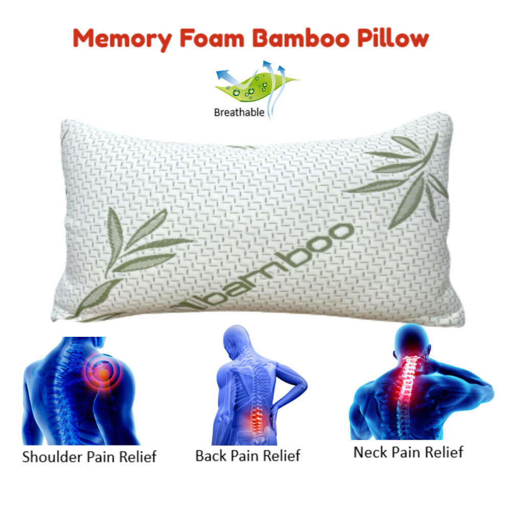 (Bamboo Pillows (1x)) Shredded Memory Foam Soft Bamboo Pillow Memory Foam Orthopaedic Pillow Temperature Sensitive removable Cover, Anti-Bacterial Sup