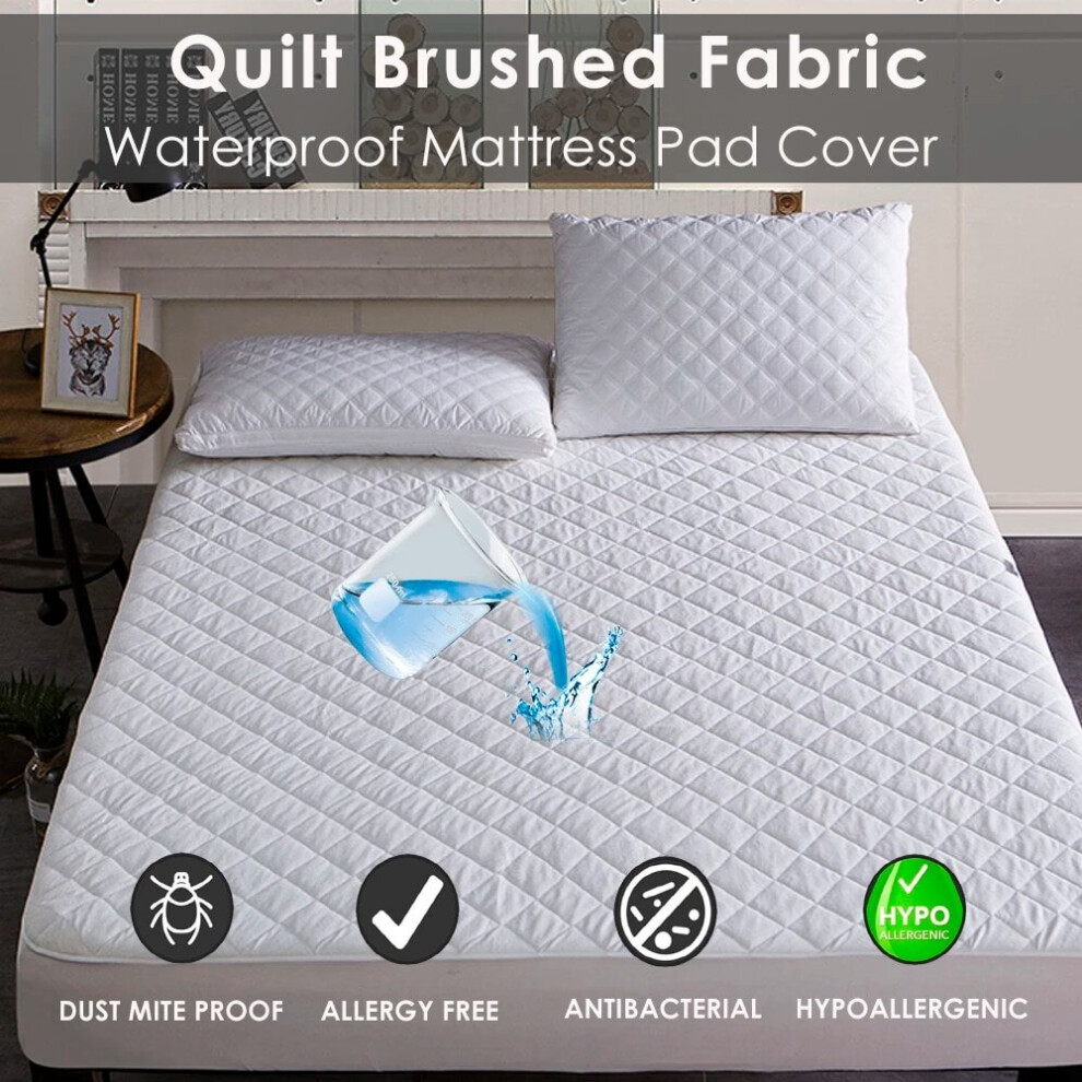 (SINGLE) Best Extra Deep Quilted Waterproof Matress Protector Fitted Bed Cover