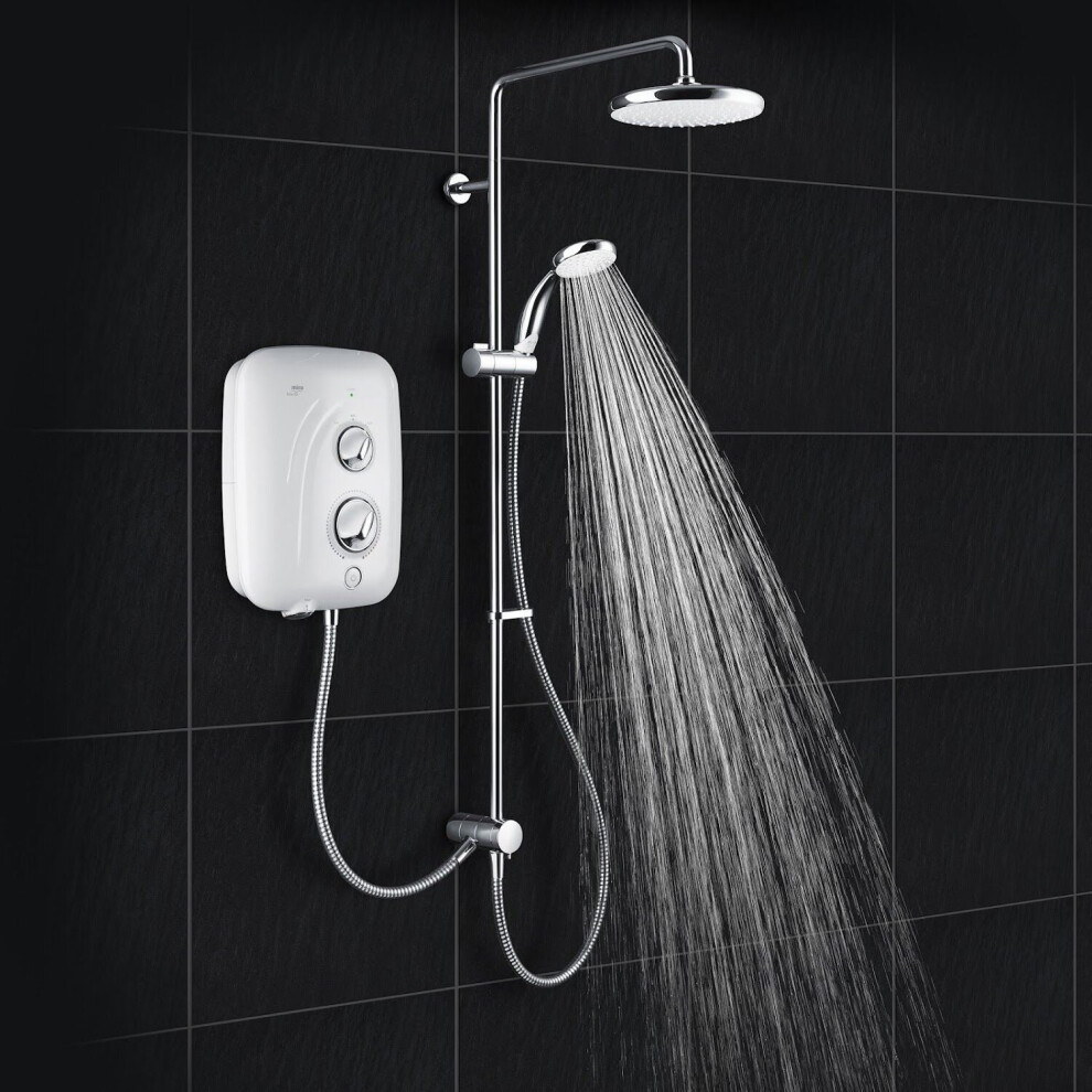 Mira Elite SE Pumped Electric 9.8kW White & Chrome Shower Model Dual Head Drench