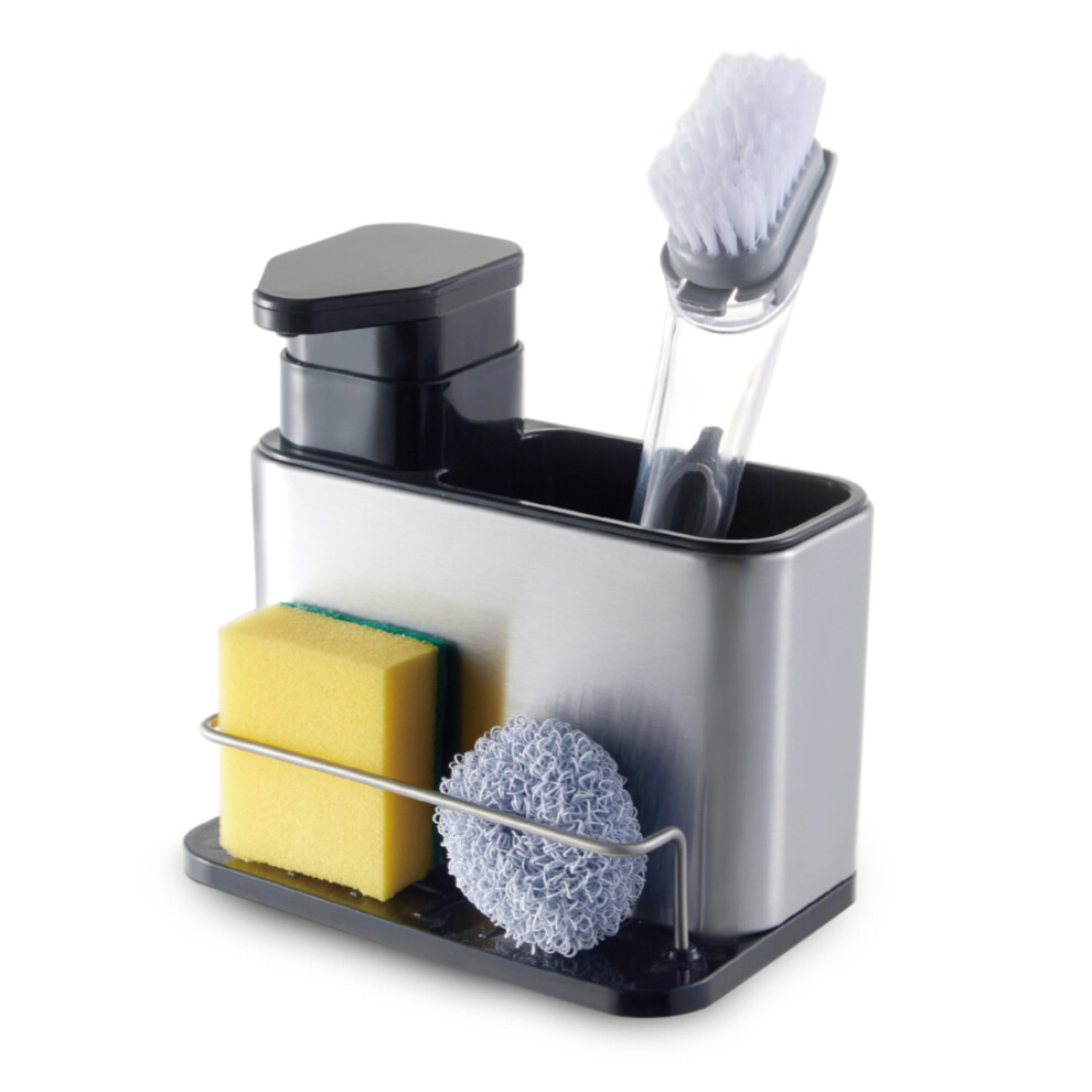 Stainless Steel Kitchen Sink Organiser Soap Dispenser Pump Sponge Brush Holder 5060753251604