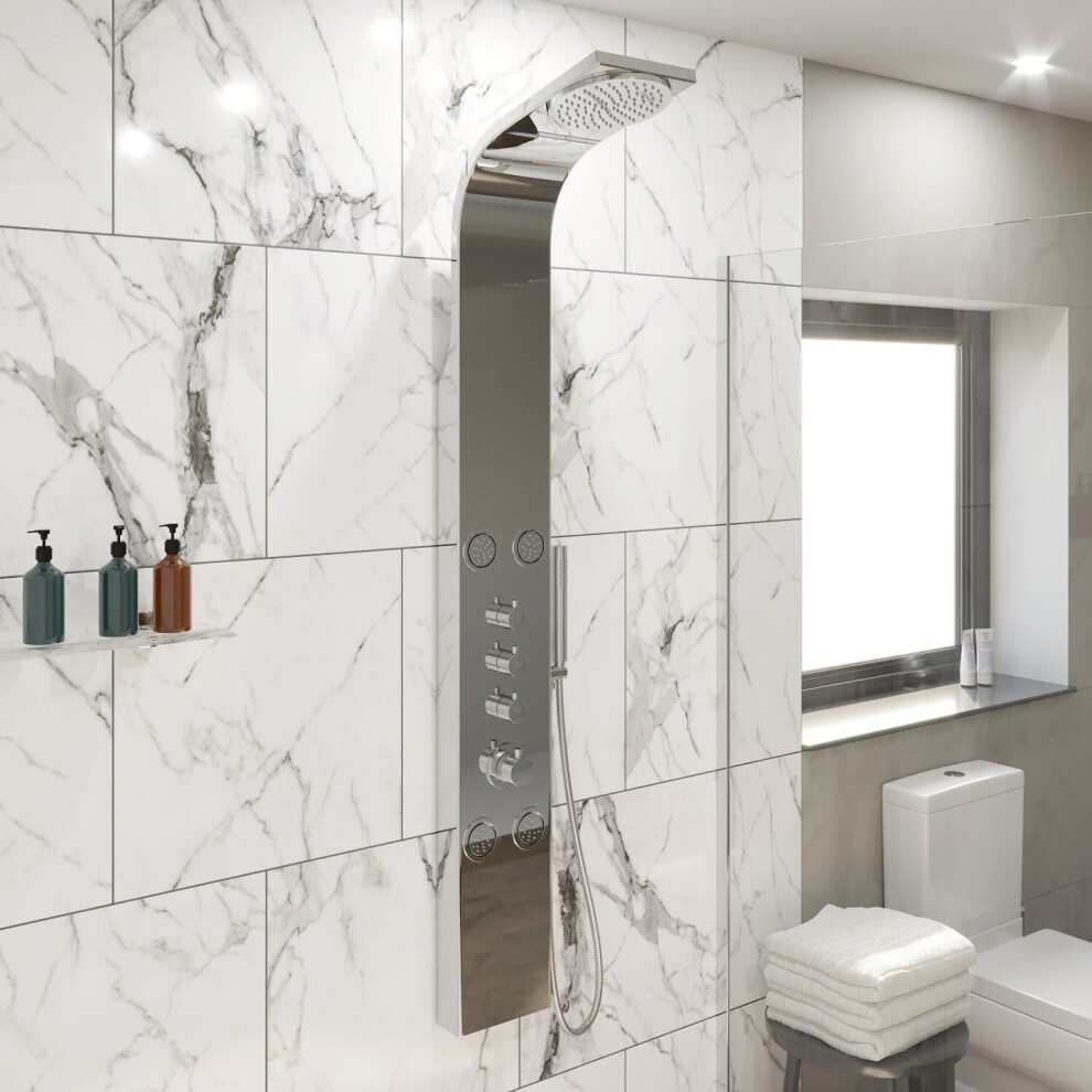 Thermostatic Shower Panel Column Tower 4 Body Jets Twin Head Bathroom Polished-image-OPC-P9VK9YF-NEW