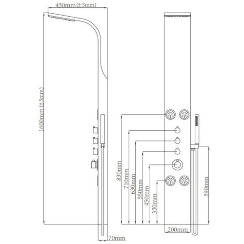 Thermostatic Shower Panel Column Tower 4 Body Jets Twin Head Bathroom Polished 2
