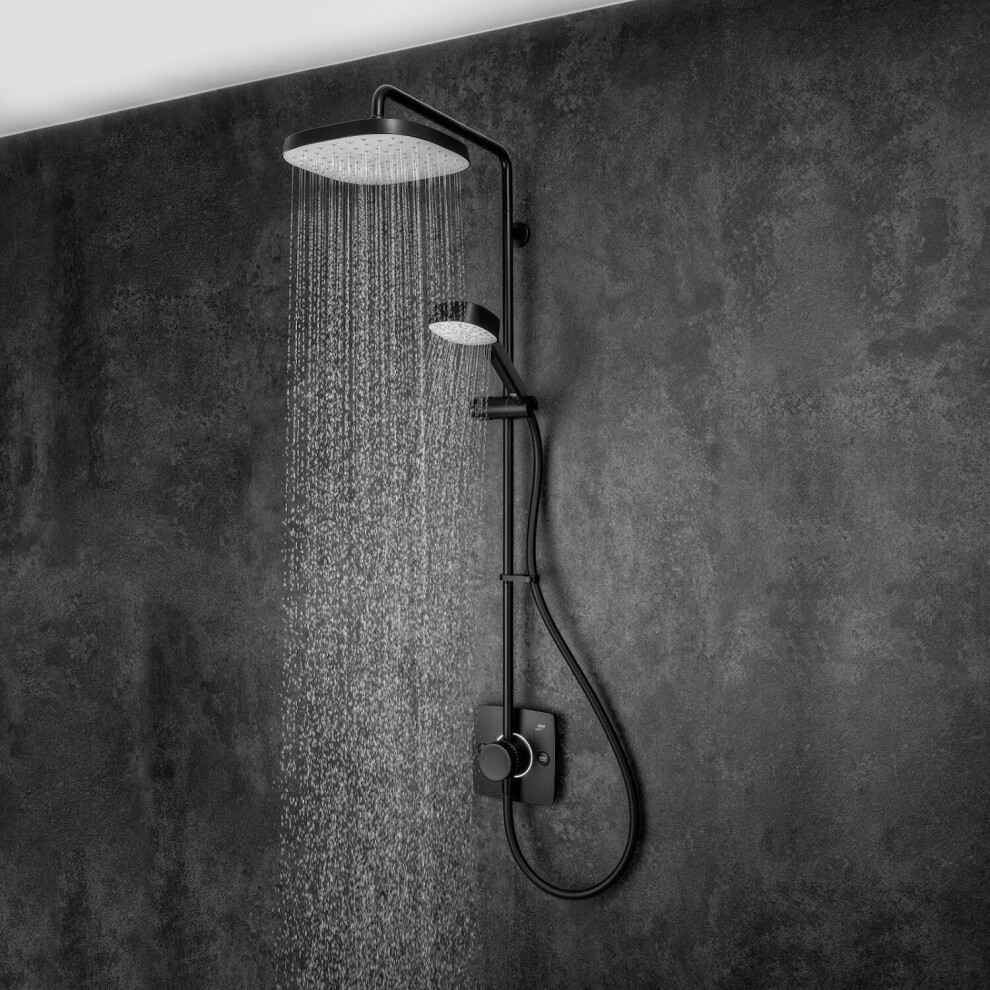 Mira Opero Bathroom Thermostatic Mixer Shower Black Twin Adjustable Head Modern