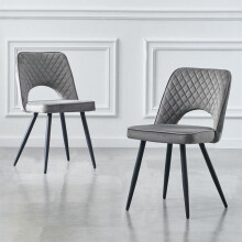 Hope Accent Dining Chairs Velvet Fabric - Set of 2 - Dark Grey
