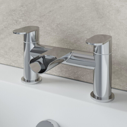 Bathroom Waterfall Bath Mixer Filler Tap Modern Lever Handle Deck Mounted Chrome