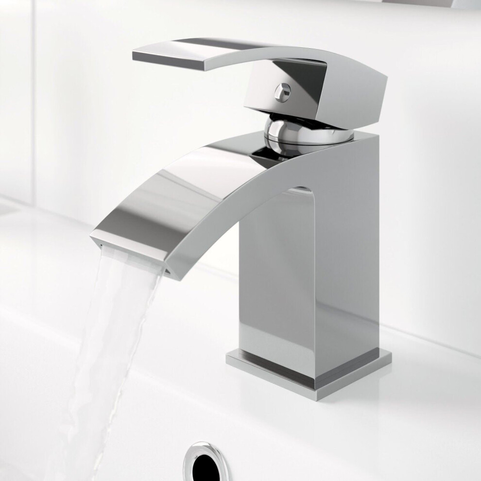 Modern Cloakroom Mini Mono Basin Sink Mixer Tap Curved Spout Lever Handle Chrome