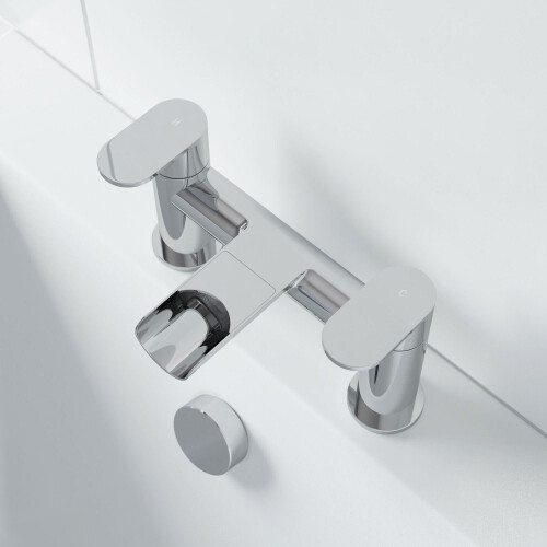 Bathroom Waterfall Bath Mixer Filler Tap Modern Lever Handle Deck Mounted Chrome 2