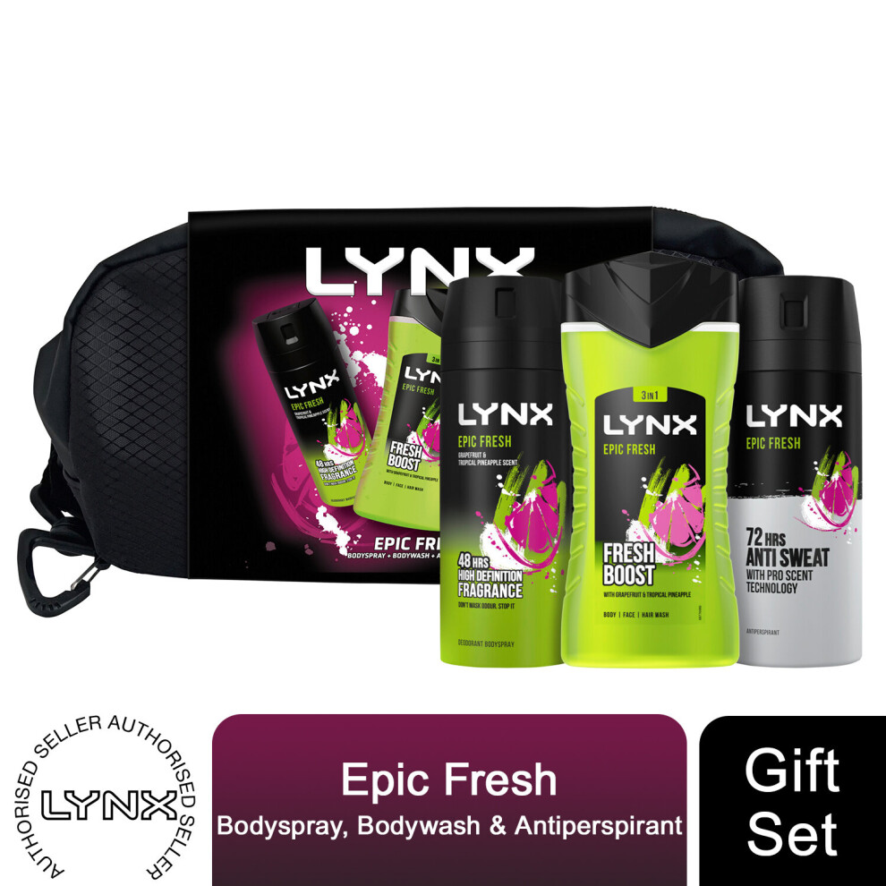 (Buy 1) Lynx Epic Fresh Trio Gift Set For Men with Washbag