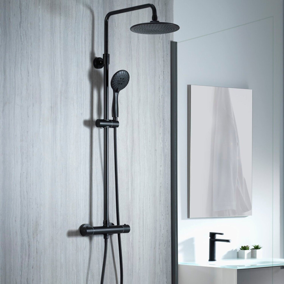 Aqualisa Deco Thermostatic Mixer Shower Round Bar Valve Black DECO.RND.SC.MB