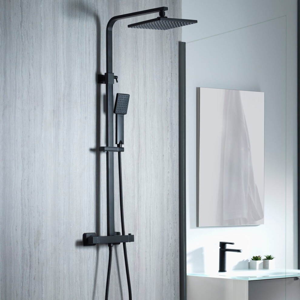 Aqualisa Deco Thermostatic Mixer Shower Square Bar Valve Black DECO.SQR.SC.MB