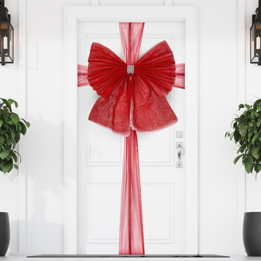 Christmas Village Extra Large Double Deluxe Door Bow Full Wrap Elegant Christmas Traditional Bow