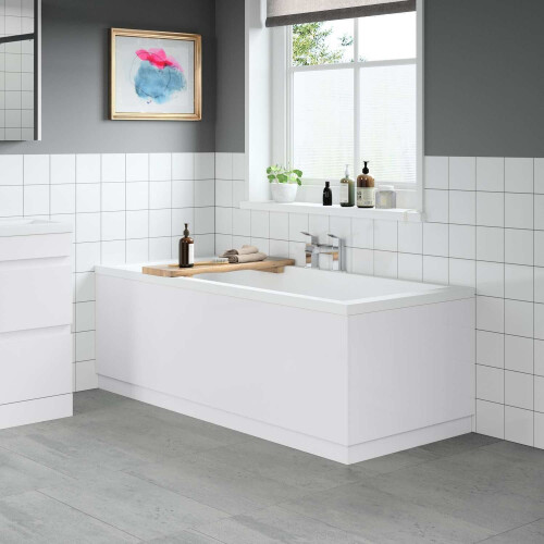 Modern Bathroom 700mm End Bath Panel 18mm MDF White Gloss Wooden Plinth Easy Cut 1