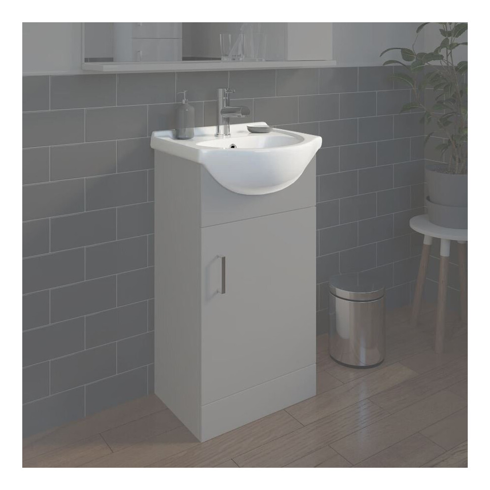 Bathroom Wc Basin 450Mm Compact Sink Single Tap Hole White Basin Only 5056093628329