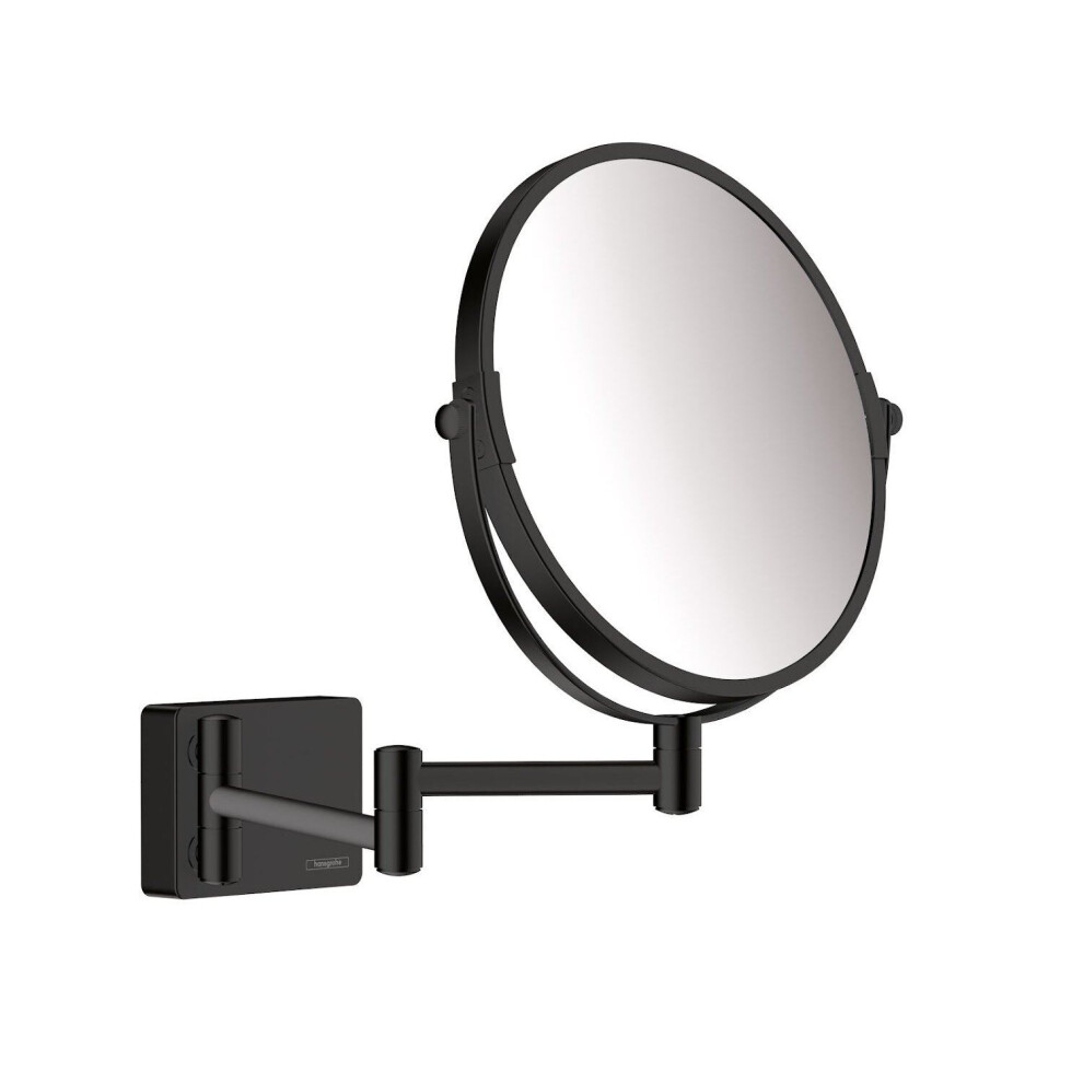 Hansgrohe AddStoris Bathroom Shaving Mirror Wall Mounted Matt Black Round Modern