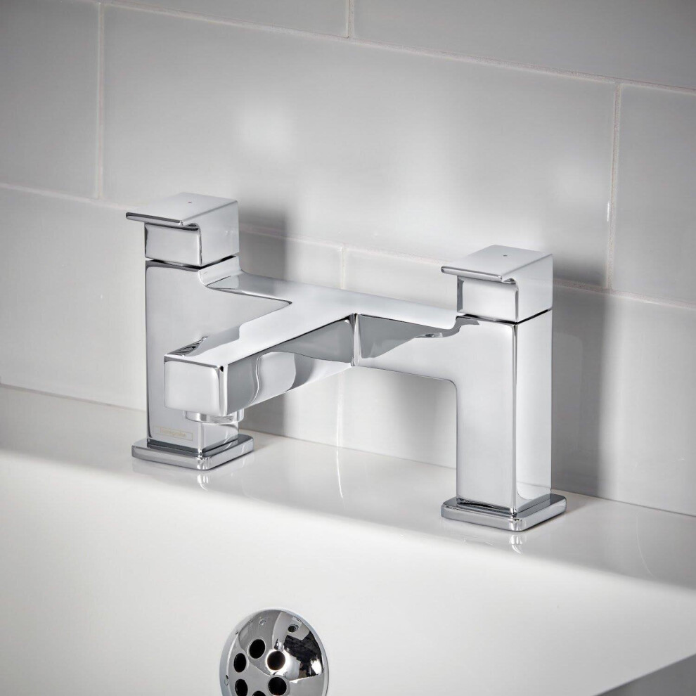 Hansgrohe Vernis Shape Bathroom Bath Mixer Tap Twin Lever Modern Square Chrome