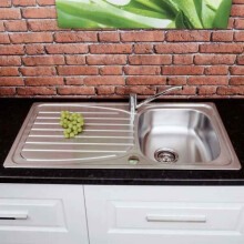 Stainless Steel Inset Kitchen Sink Single Bowl Reversible Drainer + FREE Waste