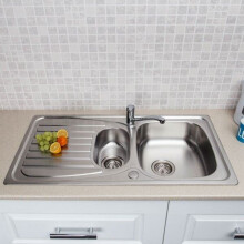 Stainless Steel Kitchen Sink Inset 1.5 Bowl Reversible Drainer + FREE Wastes