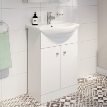Bathroom Basin Sink Vanity Unit Single Tap Hole Floor Standing 550mm Matte White