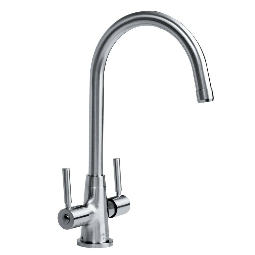 Bristan Monza Kitchen Sink Mixer Tap Double Lever Modern EasyFit Brushed Nickel