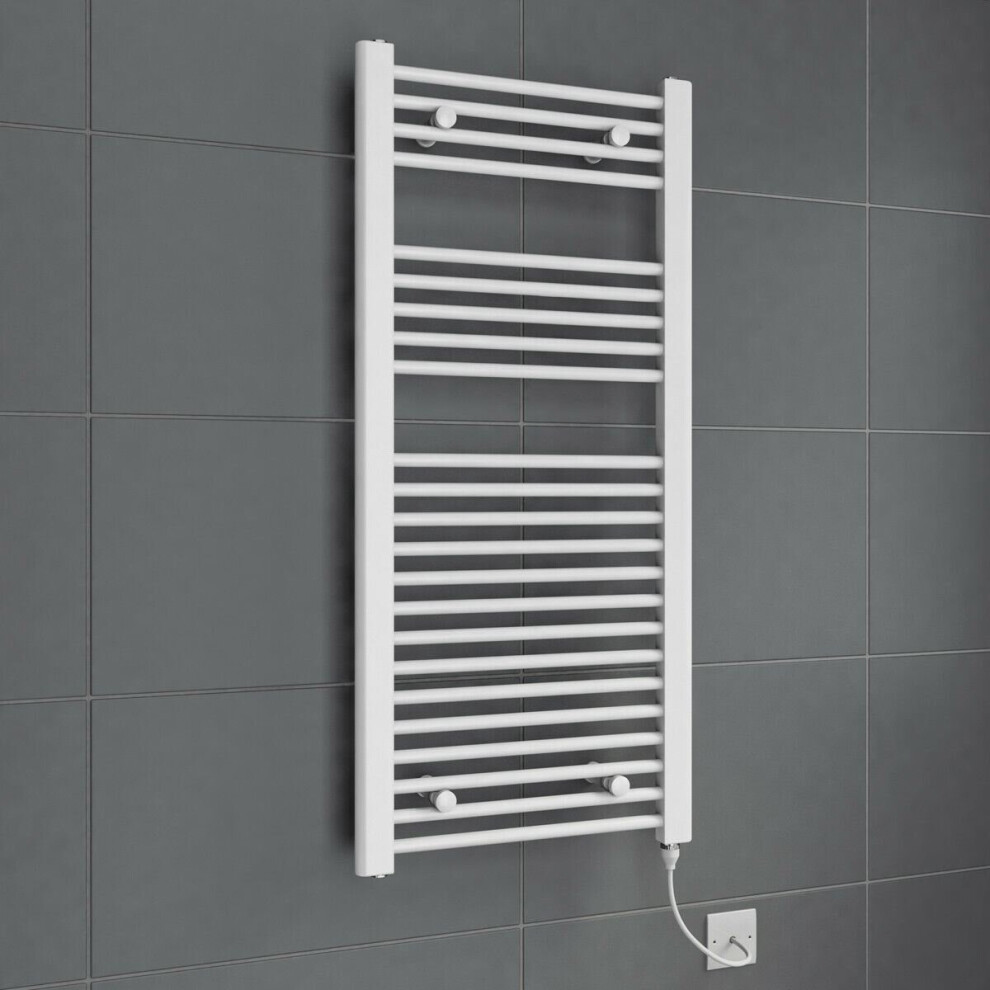 Bathroom White Electric Ladder Flat Towel Rail Radiator 1100mm x 500mm 250W