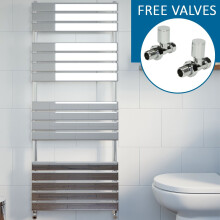 Modern Flat Panel Heated Towel Rail Radiator Chrome 1600x600mm Straight Valves