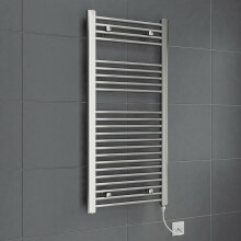 Bathroom Electric Flat Towel Rail Ladder Radiator 1100mm x 500mm Chrome 250W