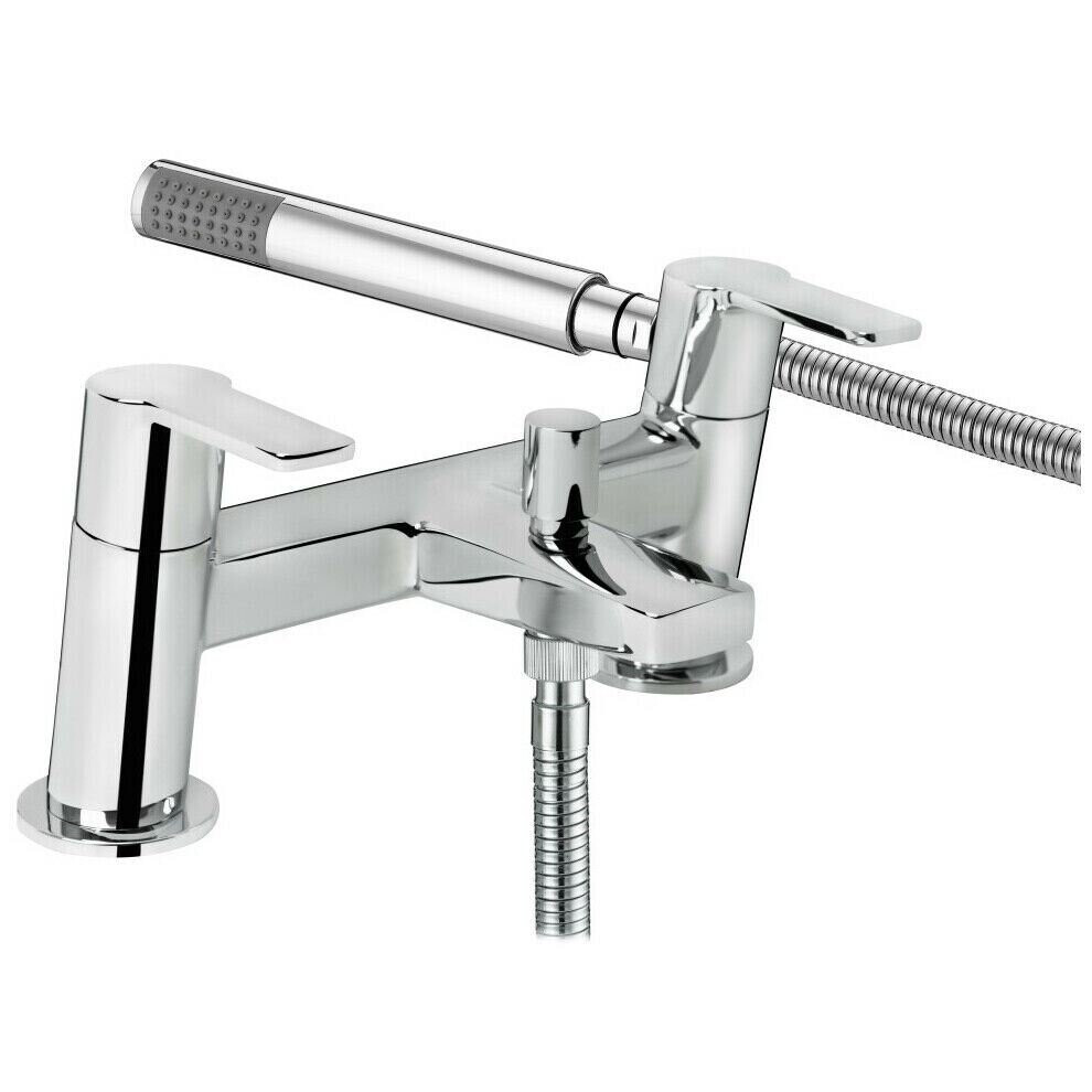 Bristan Pisa Bath & Shower Double Lever Mixer Tap & Modern Chrome Shower Head