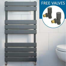 Modern Flat Panel Heated Towel Rail Radiator Anthracite 950 x 500mm FREE Valves