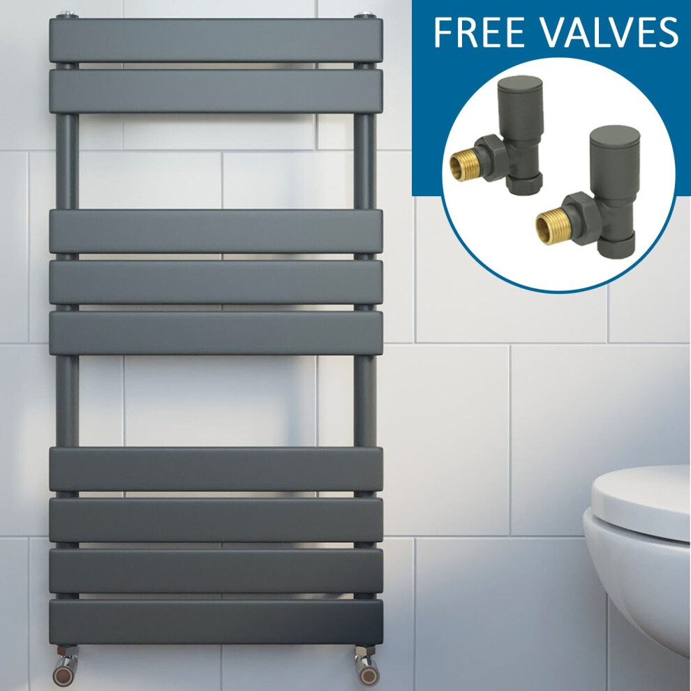 Duratherm Anthracite Modern Flat Panel Heated Towel Rail Radiator 950 X 500Mm Free Valves