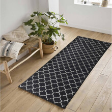 (Rectangle 80x300 cm, BLACK) Non Slip Trellis Design Entrance Door Mats