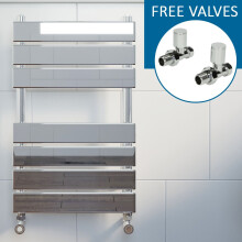 Modern Flat Panel Heated Towel Rail Radiator Chrome 650x400mm Straight Valves