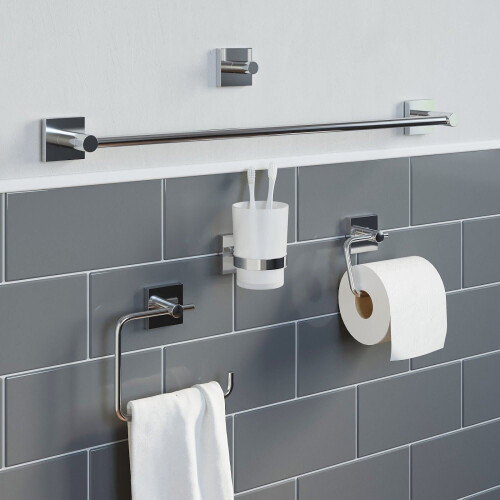 Bathroom Towel Rail Holder Chrome Square Wall Mounted Stylish Modern 2