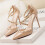 (Nude, 37) Lady Pointed Toe Thin Heel Solid Color Rivet Pumps 3
