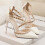 (White, 37) Lady Pointed Toe Thin Heel Solid Color Rivet Pumps 3