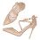 (Nude, 37) Lady Pointed Toe Thin Heel Solid Color Rivet Pumps 1