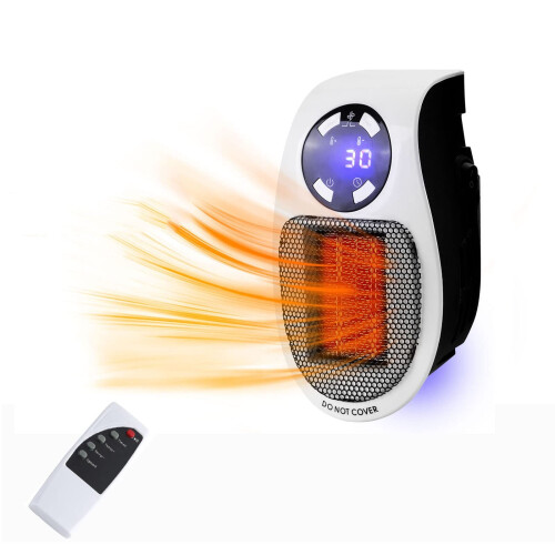 500W Mini Wall Plug Fan Heater with Remote Control on OnBuy